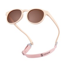 Toddler Kids Round Polarized Sunglasses with Adjustable Strap Flexible for Bo...