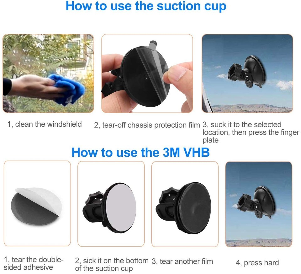 Dash Cam Suction Cup Mount Compatible with Crosstour, APEMAN, YI 2.7 ...