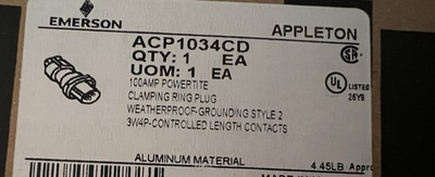 #ad #ad ACP1034CD Emerson Appleton Plug $399.99