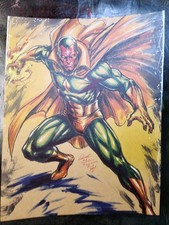 Vision Original Comic Fine Art Illustration signiert 8,5x11 Echtheitszertifikat