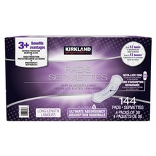 Kirkland Signature Incontinence Pads, Long, Ultimate Absorbency, 144 Pads