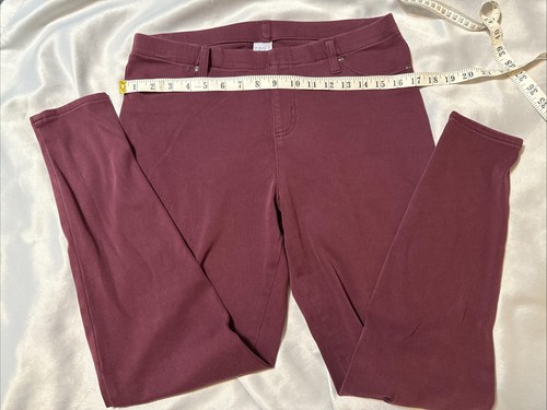 Time and Tru Stretch Pants Womens L 12/14 Burgundy Pull On Elastic Waist