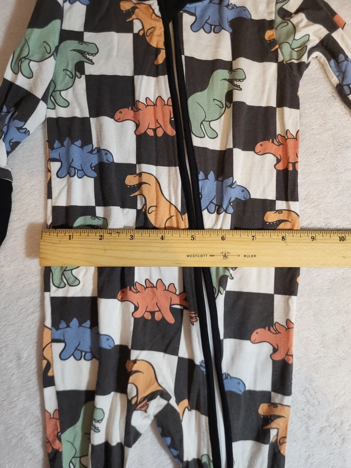 Pijama de bambú 3 piezas, 9-12 meses, mameluco - dinosaurios, puercoespín, doble cremallera Foto 2 de 4