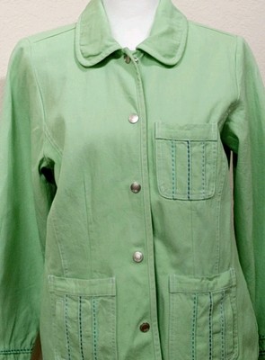 Denim & Co Women's XS Mint Green Denim Jacket with Embroidery & Pockets - QVC