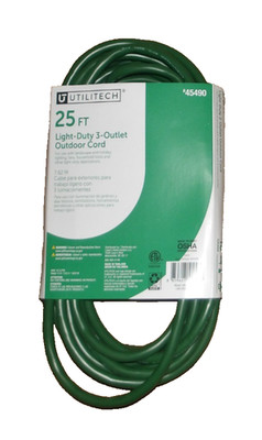 UtiliTech 25 Ft LIght-Duty 3-Outlet Outdoor Cord...16 Guage & 13 Amp