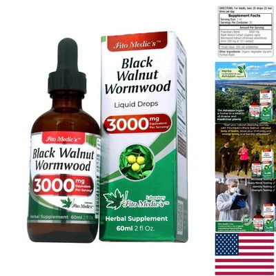 Natural Black Walnut & Wormwood Drops - 2 oz Alcohol-Free for Maximum Absorption