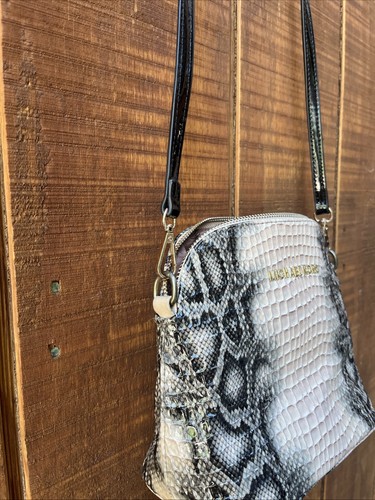 Michael Kors Shoulder Bag Crossbody Python Beige/Black w/ Logo - Picture 5 of 10