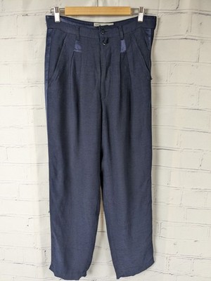 MARITHÉ FRANCOIS GIRBAUD MFG HighWaisted Blue Navy Trousers Pants Satin Stripe 3
