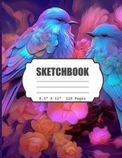 Sketchbook: Beautiful Floral Birds Blank Sketch for Girls, Kids, Teens, Adults,