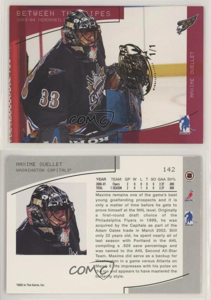 2003 ITG Be A Player Memorabilia Ruby All-Star Game 1/1 Maxime Ouellet #142 s5j - Image 3 of 3