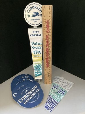 Coronado Brewing Palm Sway Weekend Vibes IPA Beer Tap Handle 12 coasters lot