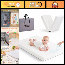 Portable Crib Mattress 38"x26" - Waterproof, Washable Cover, Soft Foam, Travel B