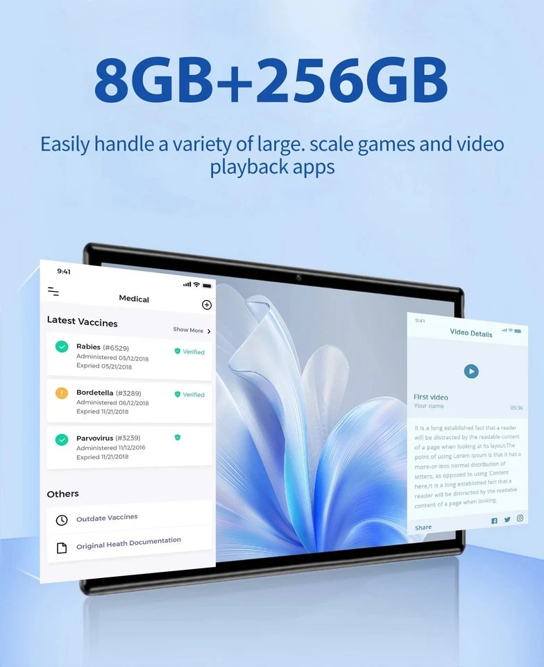 2025 10.1" Tablet Android12 8+256GB , Wifi 5G 4G Dual SIM GPS Keyboard Included - Image 4 of 4