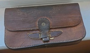 Vintage Leather Pouch Measures 7"x4" Marked Camel Brown