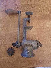 Antique Hand Crank Meat Grinder, w/ Blade Made In USA
