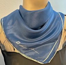 Anne Klein - Vintage 20 x 20 In. Blue Solid Color Silk Scarf -VS-109
