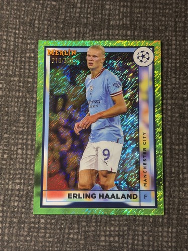 Topps 2022-23 Merlin UEFA Erling Haaland Man City #92 Neon Green Shimmer /350