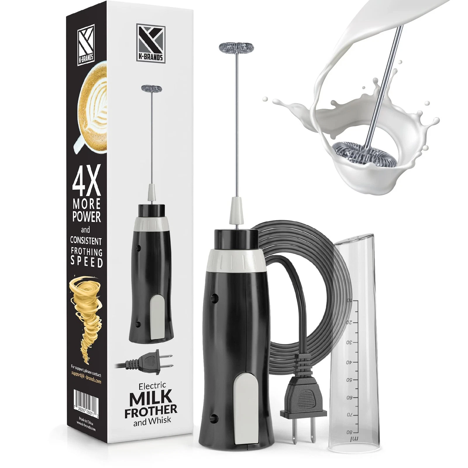 K-Brands Corded Electric Milk Frother with Plug in - Handheld Electric Whisk
Opens in a new window o