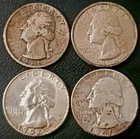 LOT OF (4) WASHINGTON SILVER QUARTERS ~1932- 1934 - 1946- 1952 ~ CIRCULATED