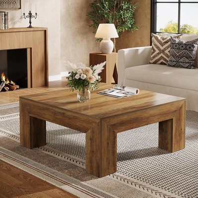 39.4-Inch Square Coffee Table for Living Room, Farmhouse Accent Center Table