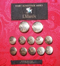 HART SCHAFFNER & MARX HSM NICKEL CROWN & SHEILD REPLACEMENT BLAZER BUTTON SET