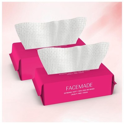 FACEMADE 100 Count (2 Packs) Disposable Face Towels, Ultra Thick Face Towelet...