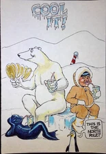 Cool It! North Pole Eskimo Polar Bear Penguin Drawing Comic Book Panel Art 1/1