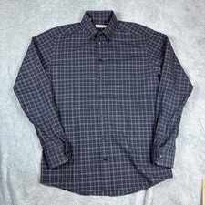 Eton Shirt Mens 16.5 Slim Fit Plaid Button Down Blue Brown Luxury Business