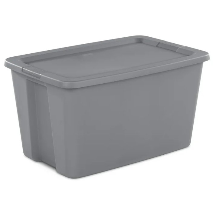 Extra Large 30 Gallon Gray Plastic Storage Bin Container  