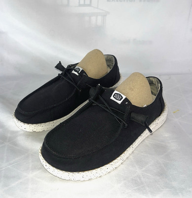 Hey Dude Wendy Abyss Shoes W6 Black Lightweight Women Casual Loafers Speck Sole
