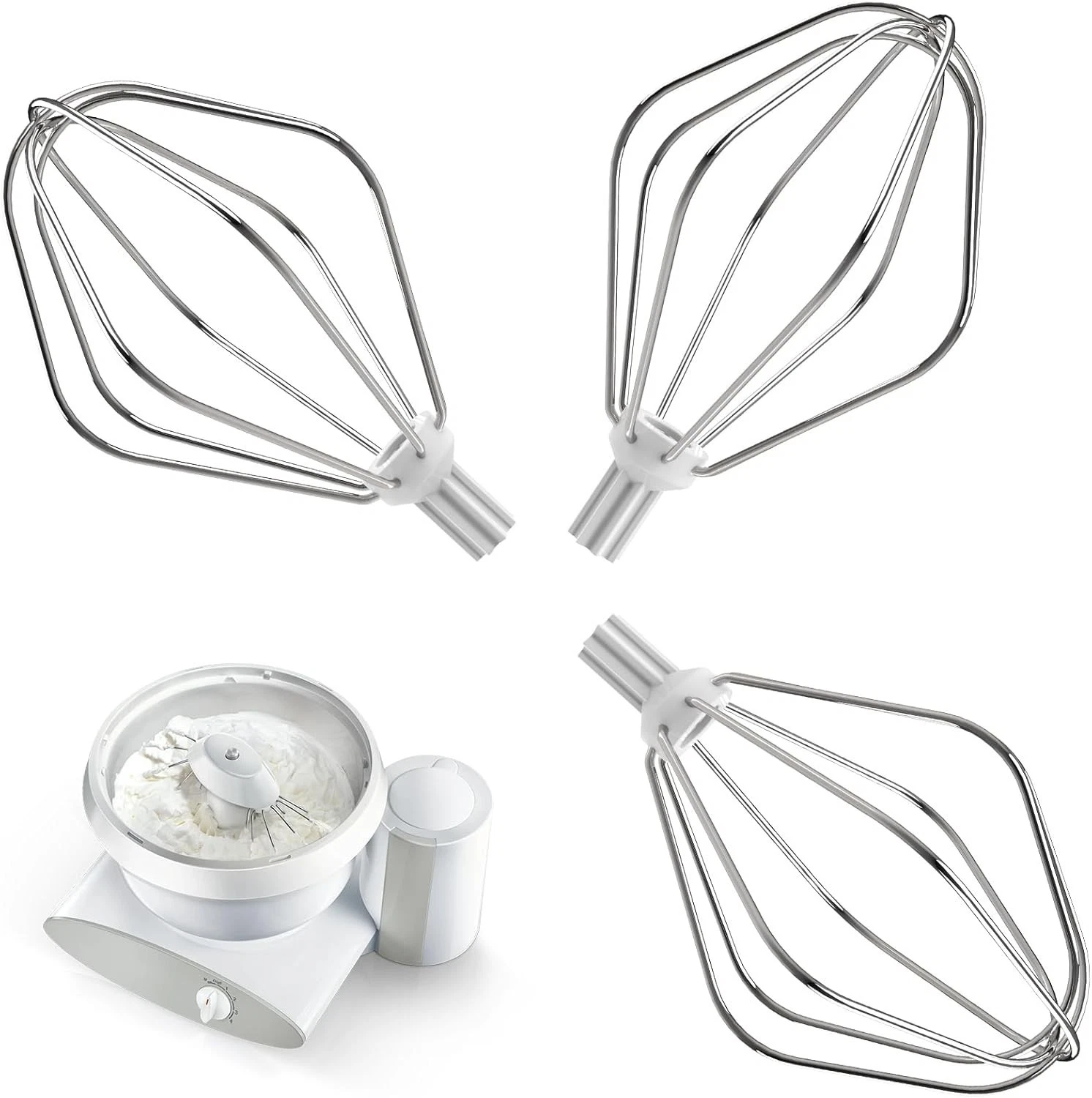 Stainless Steel Wire Whips for Bosch Mixer, 3-Pack, Silver, 2 x 4 x 6 Inches