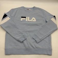 Fila VTG Sweater Women L Blue Graphic Print Logo Embroidered . 39988