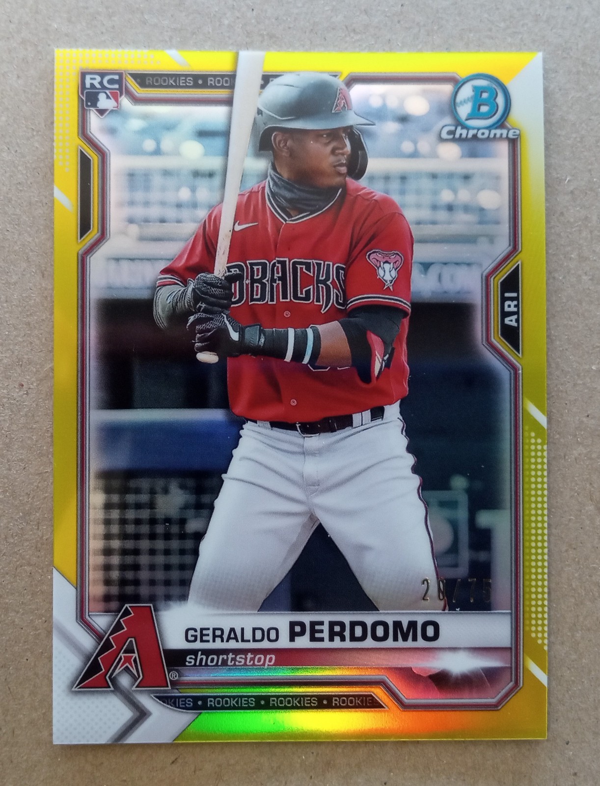 2021 Bowman Chrome Geraldo Perdomo Yellow Refractor Rookie #98 Mint 20/75