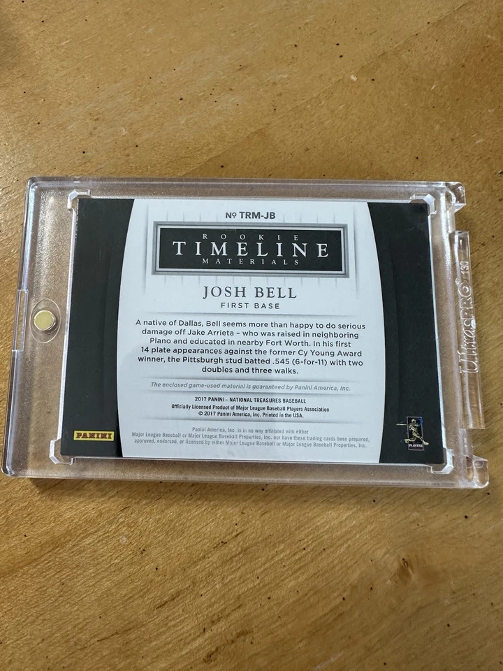 2017 Panini National Treasures - Timeline Rookie Materials Josh Bell #TRM-JB /99 - Image 2 of 4
