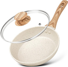 Frying Pan with Lid 20Cm, Non-Toxic Stone-Derived with Bakelite Handle, Small Pa