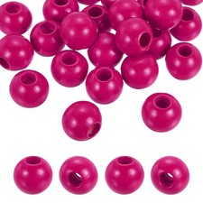 25Pack 25mm Rose Red Natural Wood Beads with 10mm Hole Round Wooden Spacer Ball