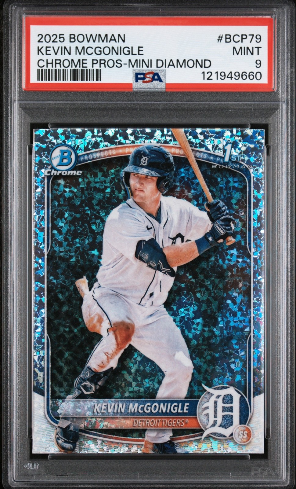 2025 Bowman Kevin McGonigle Chrome Mini Diamonds Refractor 1st #BCP-79 PSA 9