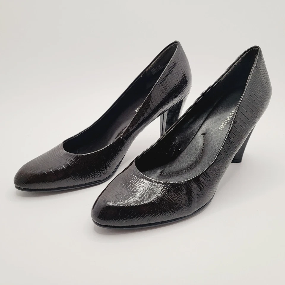 Tacones Naturalizer Mujer Marrón Charol Piel de Serpiente Texturizados Talla 8M Foto 3 de 4