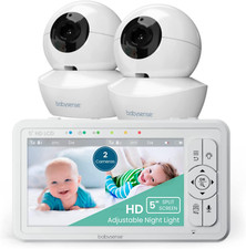 5" HD Split-Screen Baby Monitor, Video Baby Monitor with 2 Cameras and Audio, Ni