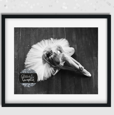 Beautiful Black and white Fashion Scandi Art Ballerina bedroom office wall art