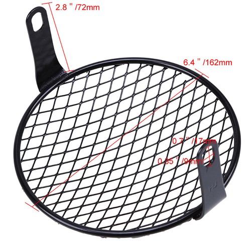 6.4" Black Metal Mesh Grill Guard Fit Motorcycle Headlight Light Cover Protector - Picture 3 of 11