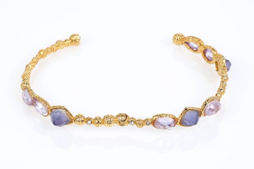 Alexis Bittar Women's Gold Tone Lilac Stones Bracelet 2.25" - Picture 4 of 4