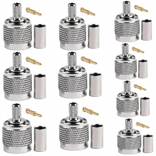 10Pcs TNC Male Plug Crimp Coax Connector For RG58 RG142 RG400 RG223 Cable US - Zdjęcie 6 z 6