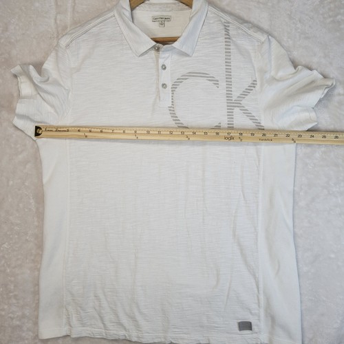Polo para hombre Calvin Klein Jeans XL marfil con logotipo camisa 100 % algodón - Imagen 8 de 11