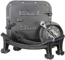 Stove Barrel Stove Kit Camp Portable Heater Heating Rustic Cast Iron Workshop