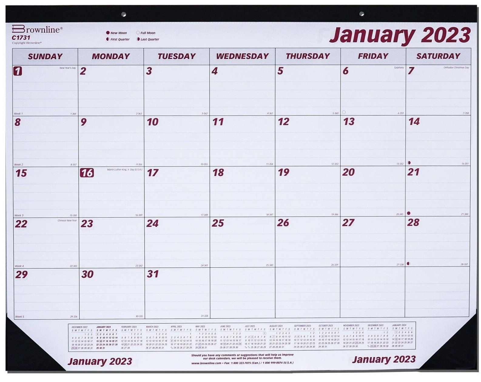 Brownline REDC1731 2023 Monthly Desk Calendar for sale online | eBay