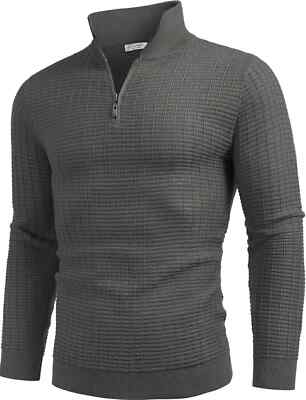 COOFANDY Herren Pullover mit Viertelreißverschluss, schmale Passform XL
