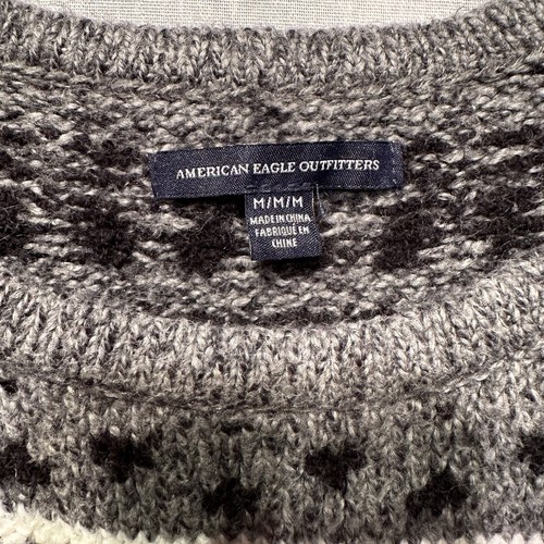 American Eagle Suéter Mujer Gris Medio Isla Justa Diamante Mezcla Lana Túnica - Imagen 3 de 8