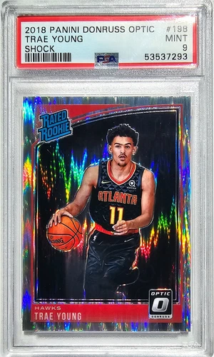 Trae Young Rated Rookie Shock Prizm Graded PSA 9 Mint! Donruss Optic 2018-19 RC