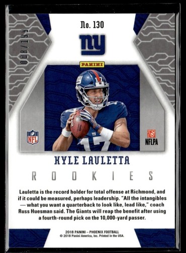2018 Panini Phoenix Pink Kyle Lauletta Rookie /199 New York Giants #130 - Picture 2 of 2